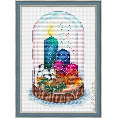 Christmas Candles Jar Cross Stitch PDF Pattern