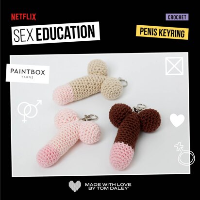 Made with Love, Sex Education Penis Keyring - Crochet Pattern in Paintbox Yarns Cotton DK