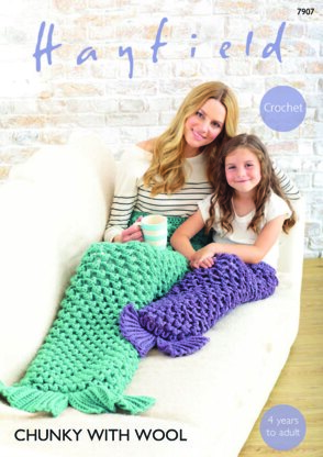 Women and Girls Mermaid Tails in Hayfield Chunky with Wool - 7907 - Downloadable PDF