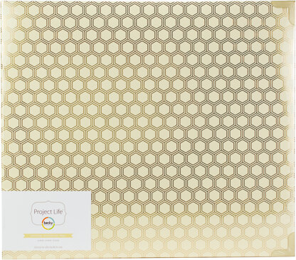 American Crafts Project Life D-Ring Album 12"X12" - Honeycomb Cream & Gold