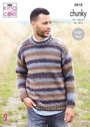 Mens Sweaters Knitted in King Cole Autumn Chunky - 5818 - Downloadable PDF