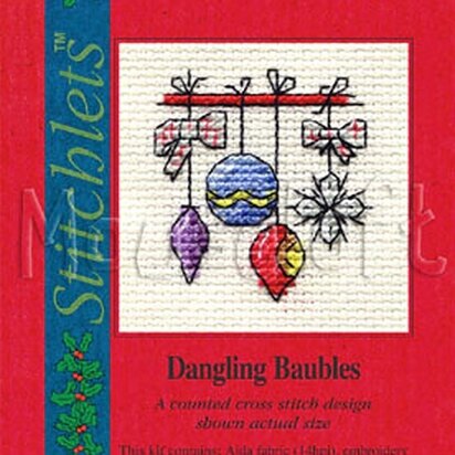 Mouseloft Dangling Baubles Card Christmas Stitchlets Cross Stitch Kit - 100 x 125 x 12
