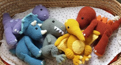 Dinosaur Set Collection Brontosaurus Pterodactyl Stegosaurus Triceratops Tyrannosaurus Rex crochet amigurumi Jurassic