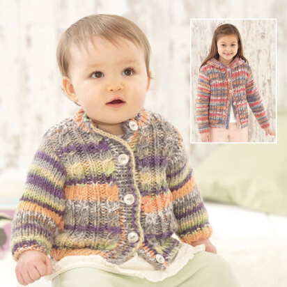 Round Neck Cardigan and Hooded Cardigan in Sirdar Snuggly Baby Crofter Chunky - 4792 - Downloadable PDF