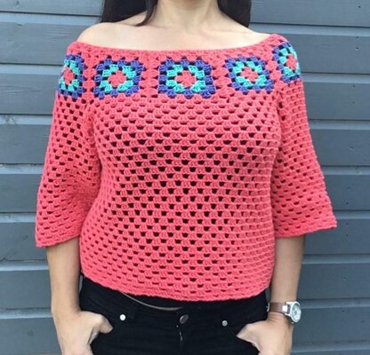 Granny Square Bardot Jumper