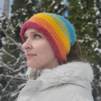 Rainbow Ponytail Beanie