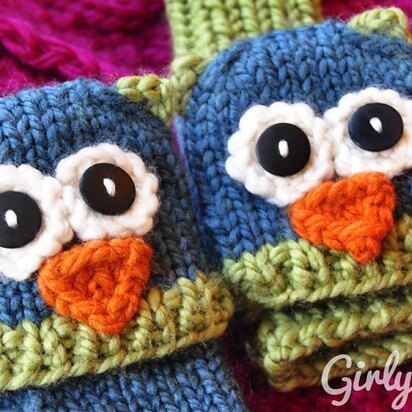 Smitten Mittens Fingerless Owl and Cat Animal Mittens