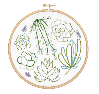 Hawthorn Handmade Succulents Contemporary Printed Embroidery Kit - 16cm