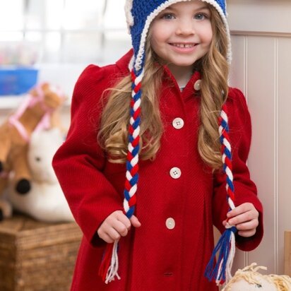 Patriotic Stripes Blanket & Hat in Red Heart Super Saver Economy Solids - LW4156