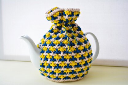 Textured Tweed 4 Cup Teapot Cosy Knitting Pattern