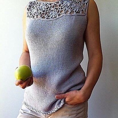 Vivian - floral lace-top shell (crochet+knit)