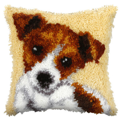 L/HK CUSHION WESTIE - Latch Hook Kit: Cushion: Small: Westie - Orchidea