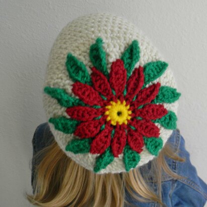 Poinsettia crochet hat