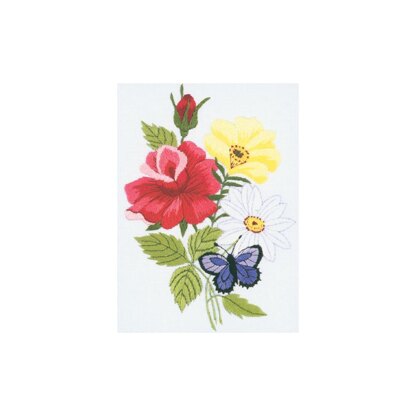 Janlynn Embroidery Kit 5in x 7in - Butterfly & Floral-Stitched In Floss
