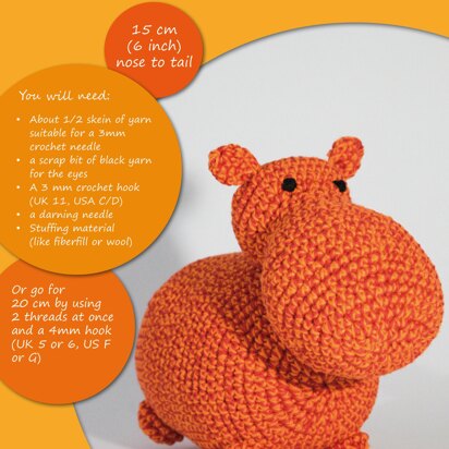 Funny hippo crochet pattern