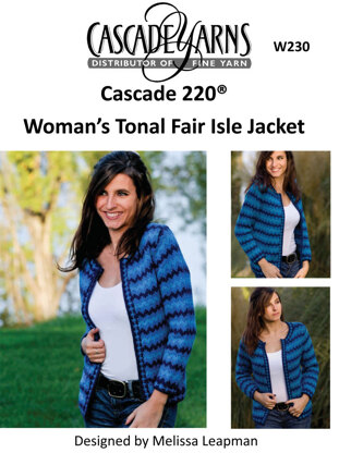 Cascade Yarns W230 Women's Tonal Fair Isle Jacket (Free)