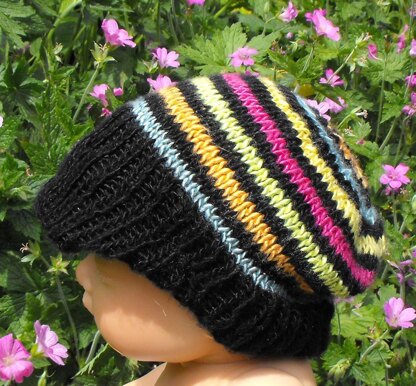 Baby Silk Striped Peak Beanie Cap Hat