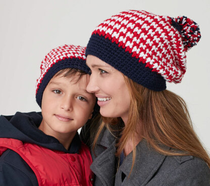 Striped Slouchie Hat in Caron United - Downloadable PDF