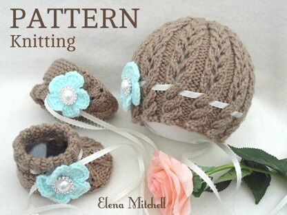 Knitted Baby Set Baby Girl Baby Booties and Hat