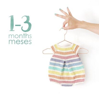 Size 1-3 months - Rainbow Romper PDF Knitting Pattern