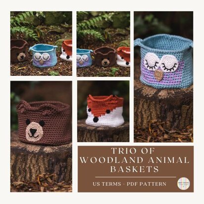Trio of Woodland Animal Baskets - US Terms