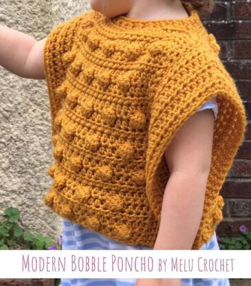 Modern Bobble Poncho (Child Size) US Terminology by Melu Crochet