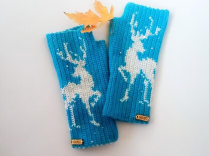 Fingerless Gloves-Christmas deer