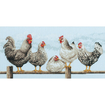 Dimensions Black & White Hens Counted Cross Stitch Kit