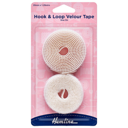 Hemline Hook & Loop Tape: Sew-On: Value Pack: 1.25m x 20mm: White