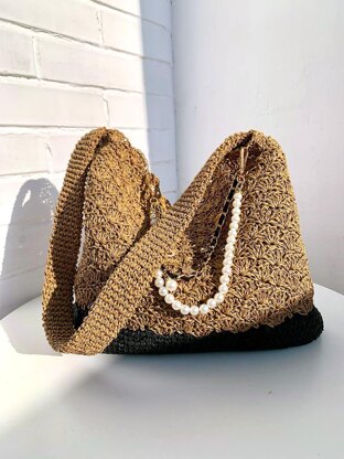 Two-Tone Raffia Hobo Bag Crochet Pattern