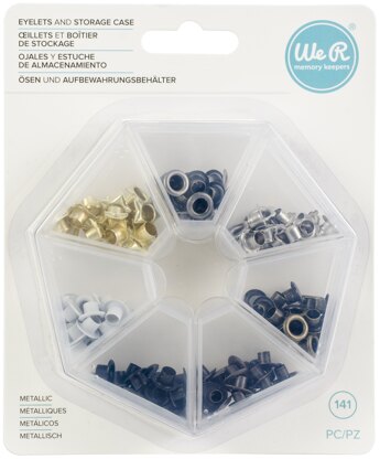We R Memory Keepers We R Eyelets W/Storage Case 140/Pkg - Metallic