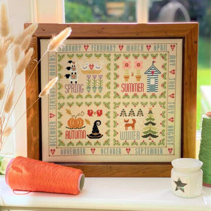 Historical Sampler Company Four Seasons Sampler Cross Stitch Kit - 32cm x 27cm