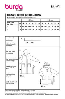 Burda Style Misses' Bathrobe with Hood and Patch Pockets B6094 - Paper Pattern, Size 18-28 (44-54)
