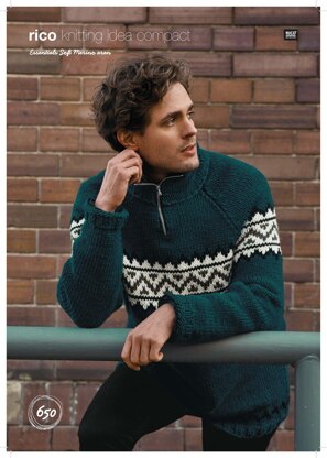 Troyer Sweater in Rico Essentials Soft Merino Aran - 650 - Downloadable PDF