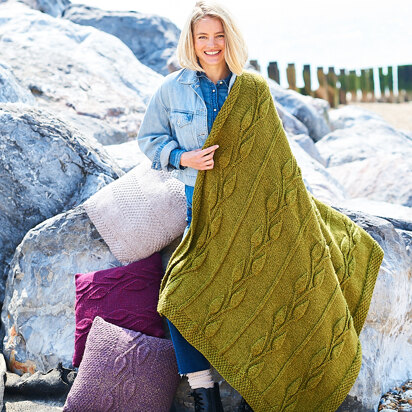 Blanket and Cushions in Stylecraft Fusion Chunky - 9944 - Downloadable PDF