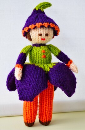 Crocus Flower Doll Knitting Pattern