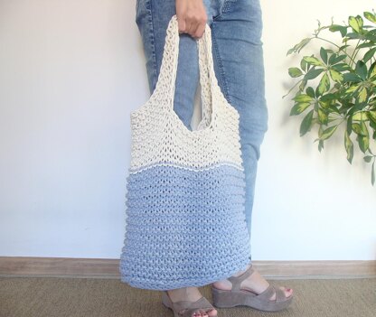 Two Color Slouchy Tote Bag