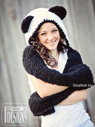 Panda Bear Hood with Scarf - Crochet PDF Pattern