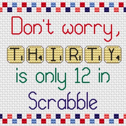 Scrabble 30 Cross Stitch PDF Pattern