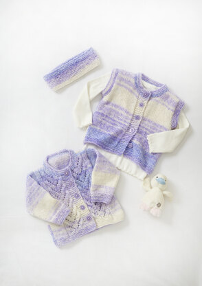 Babies Coat, Cardigan, Gilet & Headband P6167 in King Cole Cutie Pie DK - Leaflet