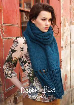 "Adaline Scarf" - Scarf Knitting Pattern For Women in Debbie Bliss Paloma - DBS009