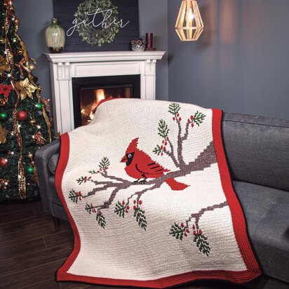 Cardinal Forest mosaic crochet blanket