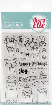 Avery Elle Clear Stamp Set 4"X6" - Polar Peek-A-Boo Pals
