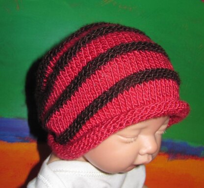 Baby Simple Roll Brim Stripe Slouch