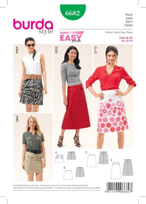 Burda Women's Skirt Sewing Pattern B6682 - Paper Pattern, Size 10-24