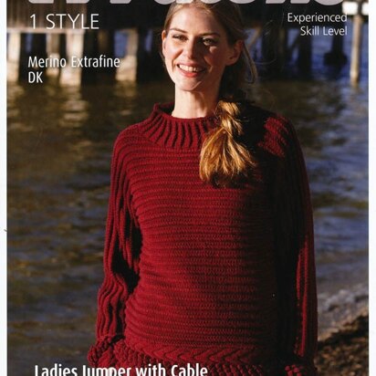 Ladies Jumper with Cable in Patons Merino Extrafin