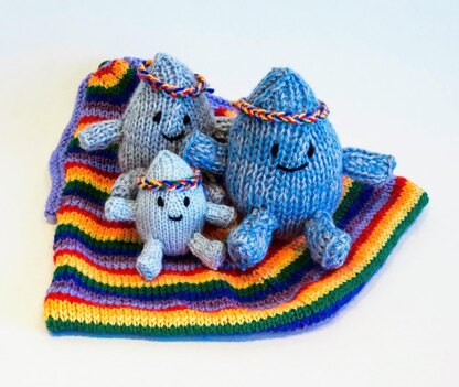 Knit a Story about the Raindrop Family - mouse, horse, duck, elephant