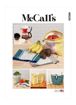 McCall's Fruit and Vegetable Bags, Mop Pad, Coffee Filters, Bin and Bag M8236 - Paper Pattern, Size One Size Only