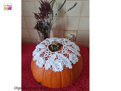 Crochet lace decor for pumpkin and table