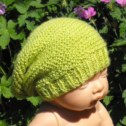 Baby Silk Garter Stitch Slouch Beanie Hat Knitting Pattern - Madmonkeyknits